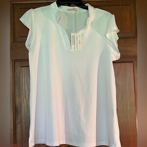 Brand New Small White Short Sleeve Blouse by Grace+Emma